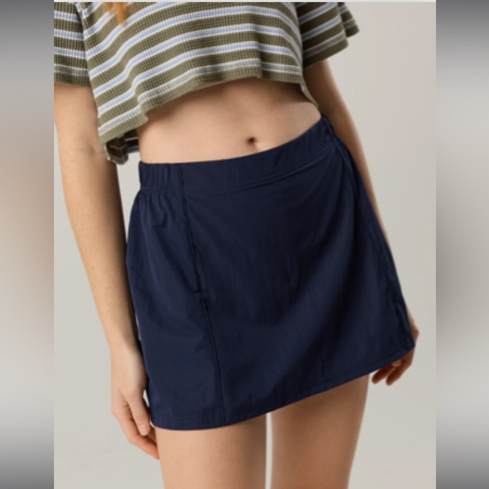 Offline By Aerie Nylon Mini Skort Blue Large Tennis Preppy Shorts Athleisure NWT